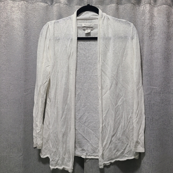 Rachel Zoe White Linen Cardigan Sweater Large - Picture 4 of 5